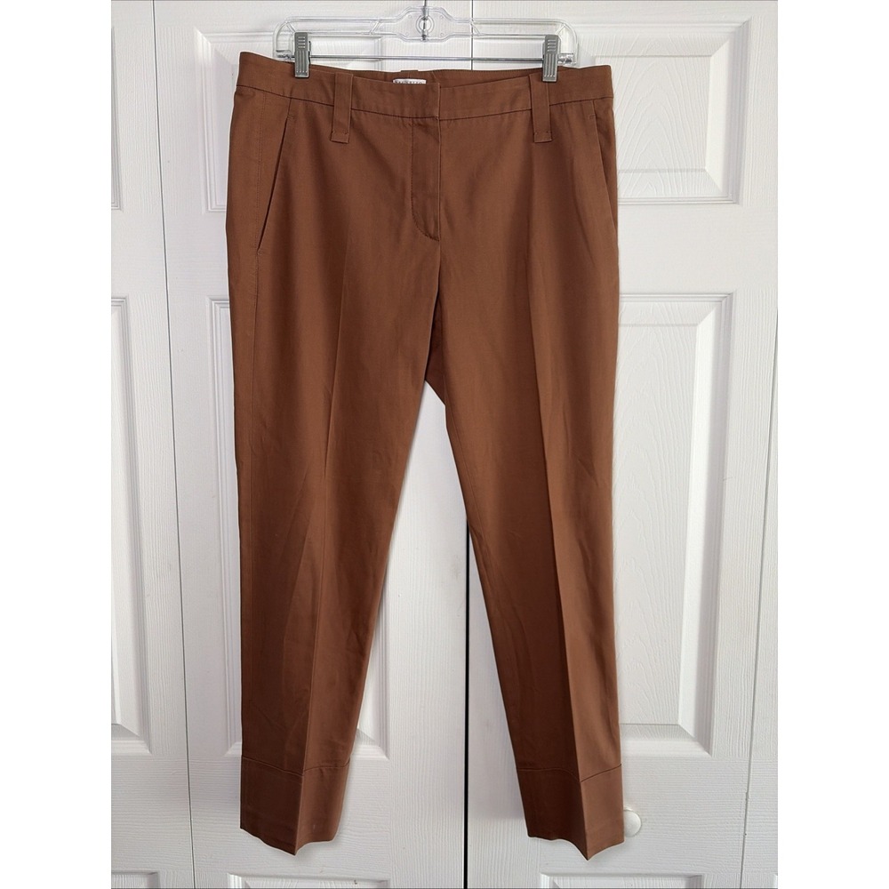 Brunello Cucinelli Tapered Ankle Trousers Womens Size 10 Brown Cotton Italy Luxe